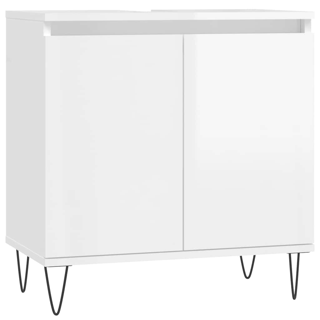 vidaXL Bathroom Cabinet High Gloss White 58x33x60 cm Engineered Wood 2