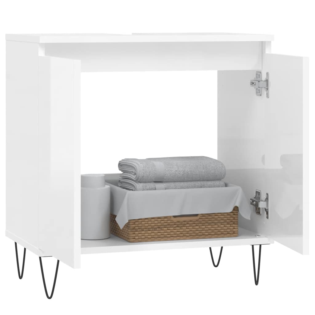 vidaXL Bathroom Cabinet High Gloss White 58x33x60 cm Engineered Wood 3