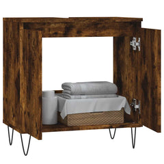 vidaXL Bathroom Cabinet Smoked Oak 58x33x60 cm Engineered Wood 3