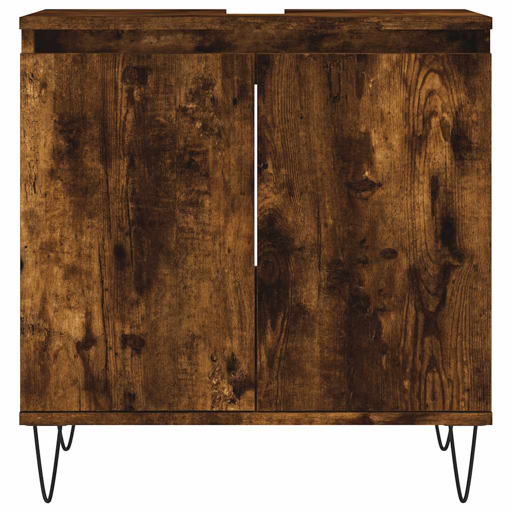 vidaXL Bathroom Cabinet Smoked Oak 58x33x60 cm Engineered Wood 4