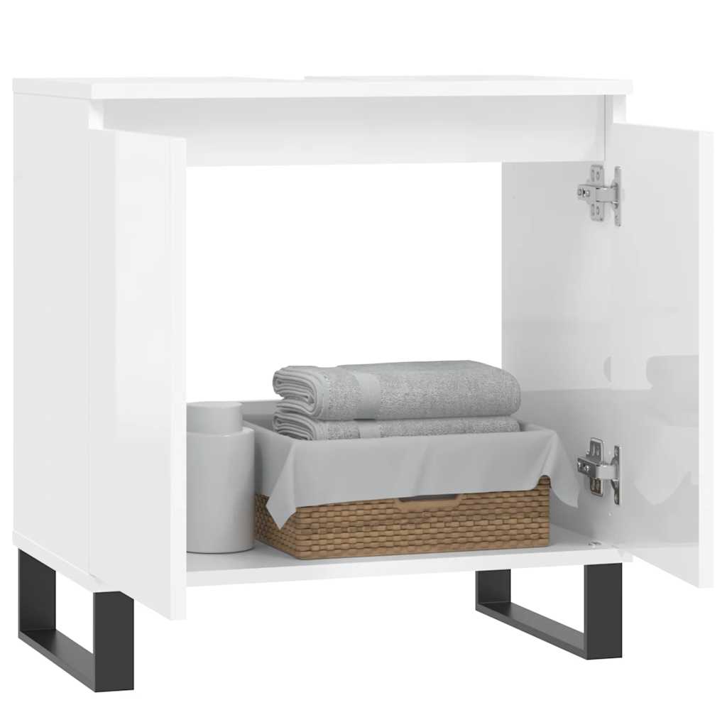 vidaXL Bathroom Cabinet High Gloss White 58x33x60 cm Engineered Wood 3