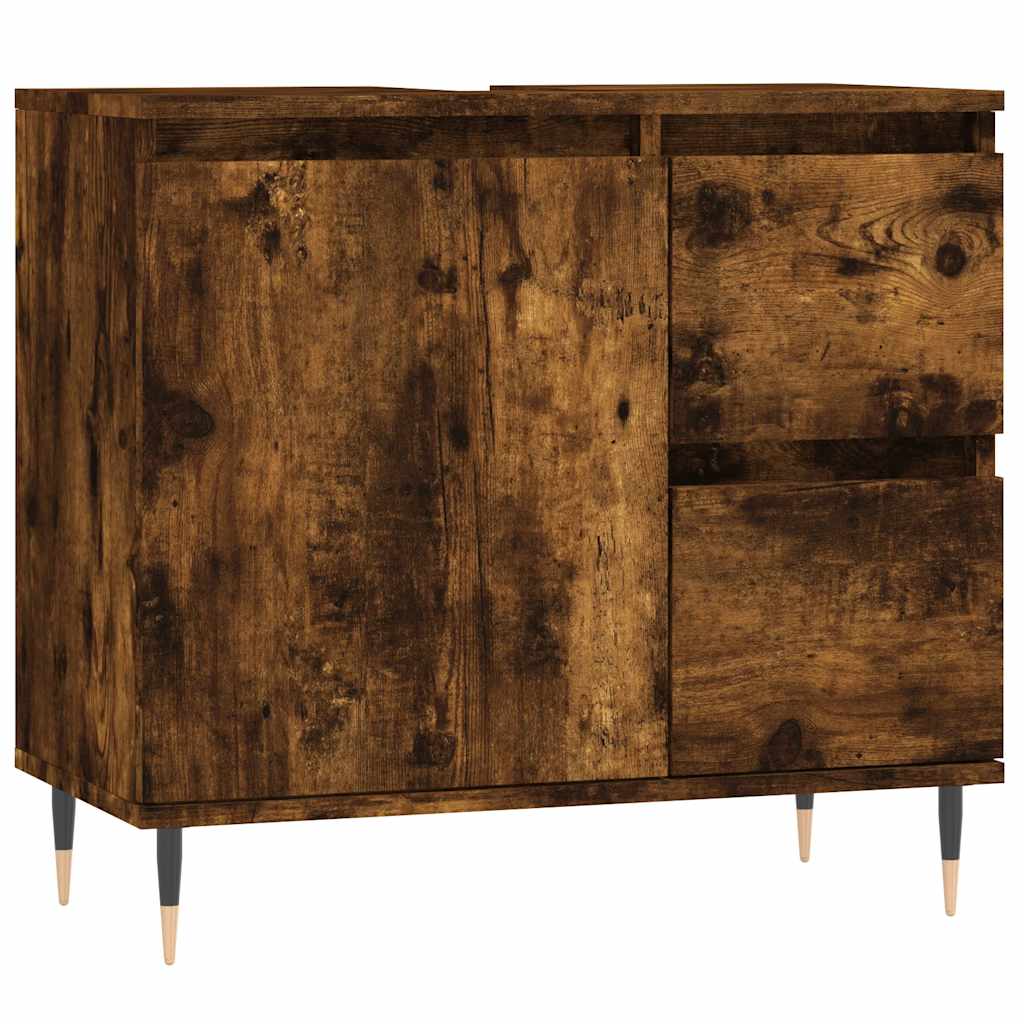 vidaXL Bathroom Cabinet Smoked Oak 65x33x60 cm Engineered Wood 2