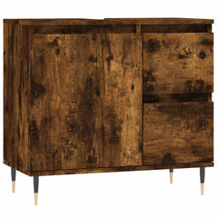 vidaXL Bathroom Cabinet Smoked Oak 65x33x60 cm Engineered Wood 2