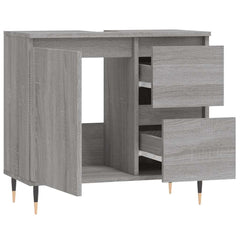 vidaXL Bathroom Cabinet Grey Sonoma 65x33x60 cm Engineered Wood 4