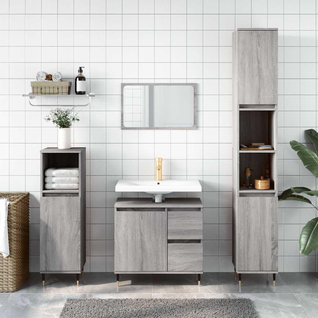 vidaXL Bathroom Cabinet Grey Sonoma 65x33x60 cm Engineered Wood 1