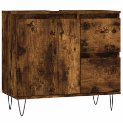 vidaXL Bathroom Cabinet Smoked Oak 65x33x60 cm Engineered Wood 2
