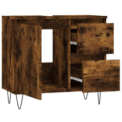 vidaXL Bathroom Cabinet Smoked Oak 65x33x60 cm Engineered Wood 4