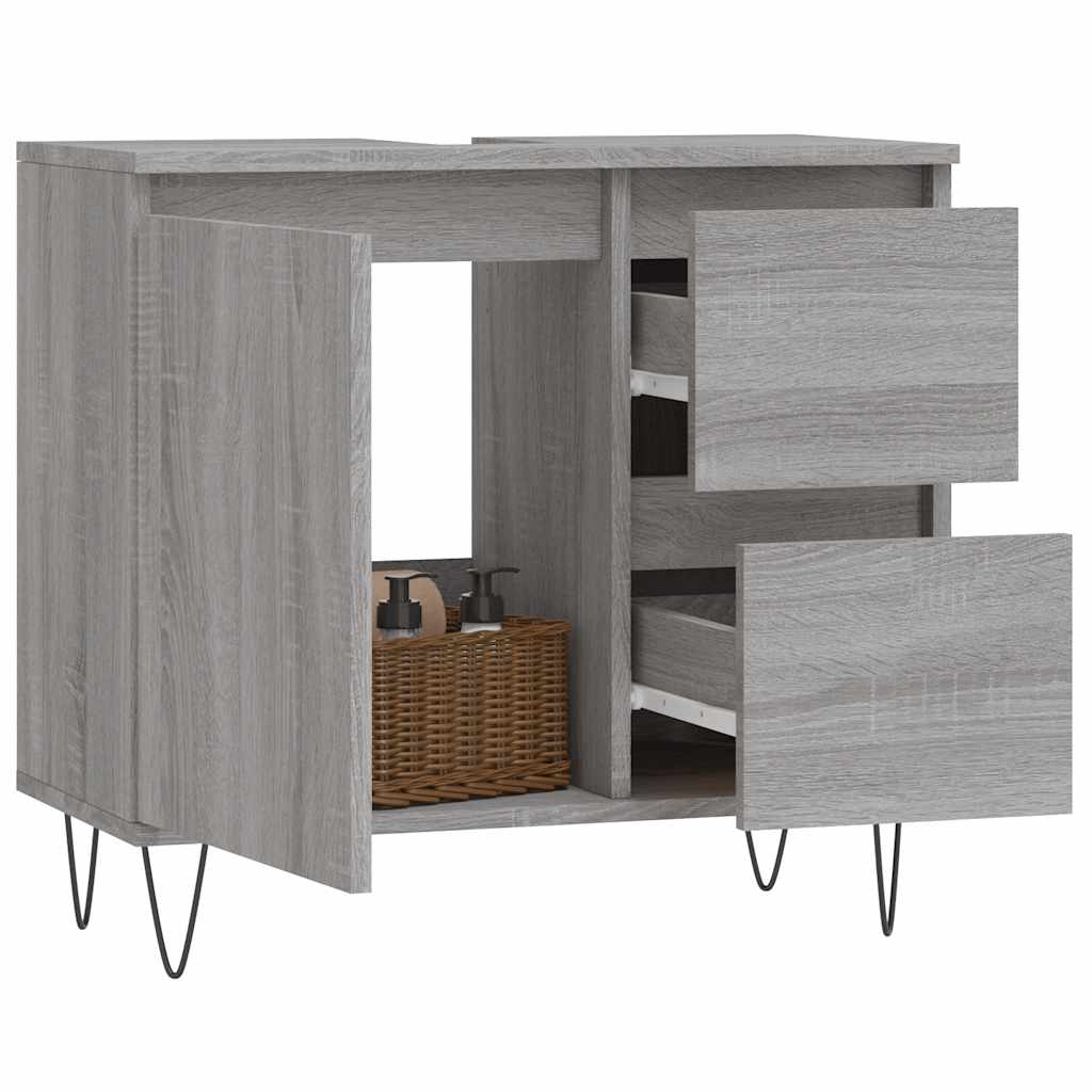 vidaXL Bathroom Cabinet Grey Sonoma 65x33x60 cm Engineered Wood 3