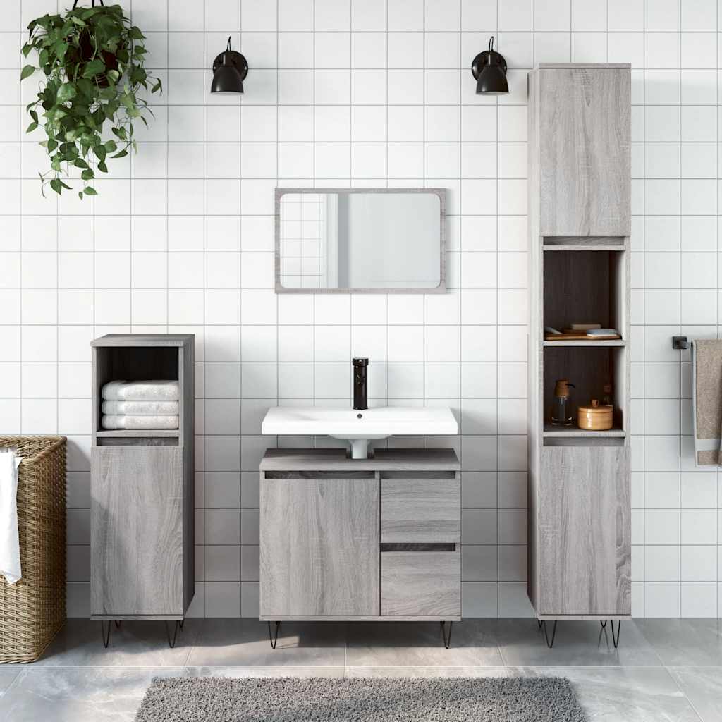 vidaXL Bathroom Cabinet Grey Sonoma 65x33x60 cm Engineered Wood 1