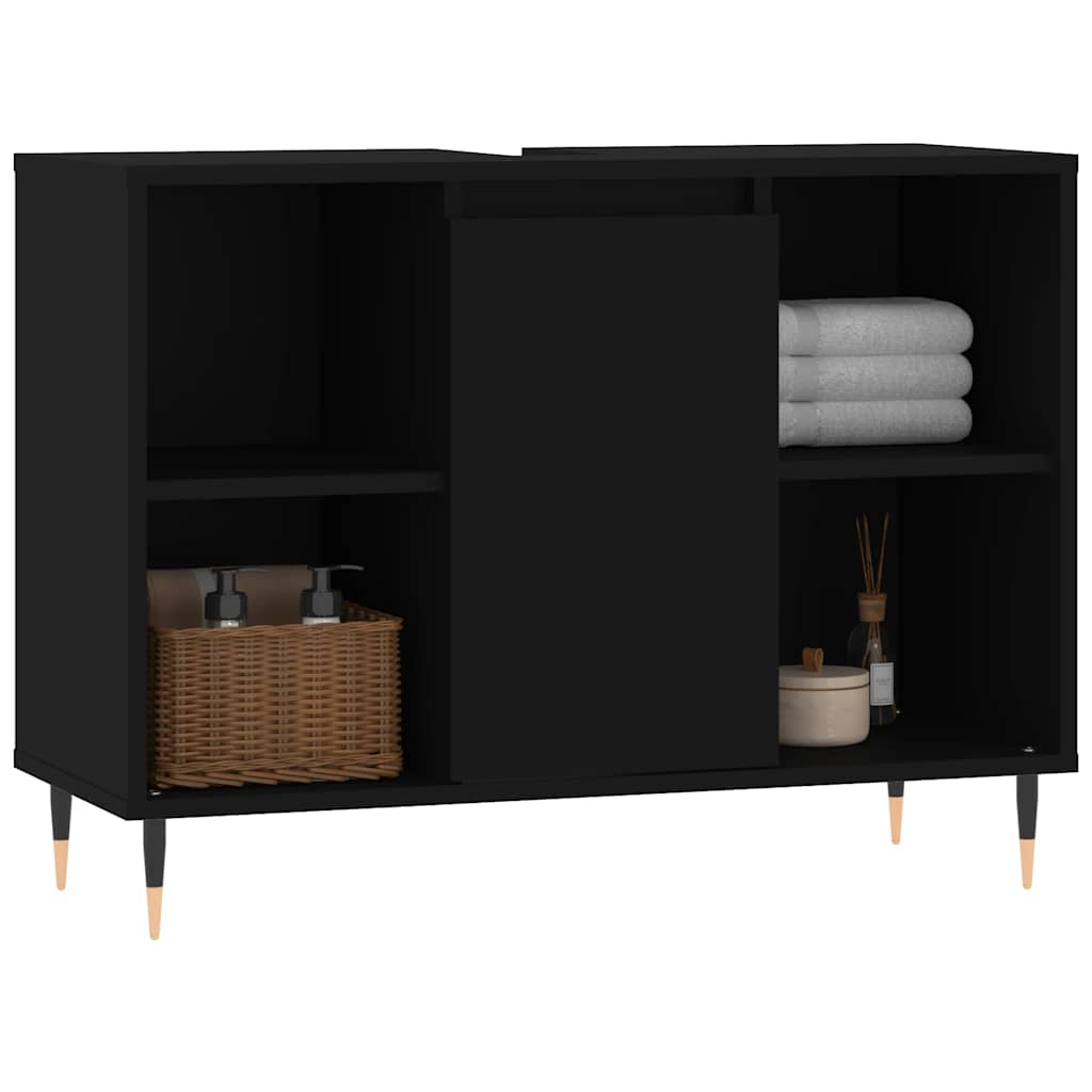 vidaXL Bathroom Cabinet Black 80x33x60 cm Engineered Wood 3