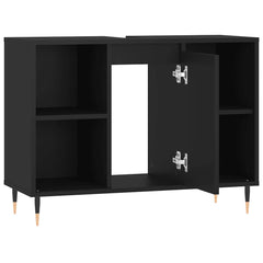 vidaXL Bathroom Cabinet Black 80x33x60 cm Engineered Wood 5