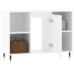 vidaXL Bathroom Cabinet High Gloss White 80x33x60 cm Engineered Wood 4