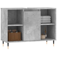 vidaXL Bathroom Cabinet Concrete Grey 80x33x60 cm Engineered Wood 3