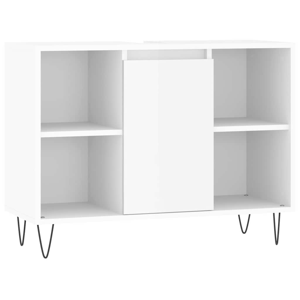 vidaXL Bathroom Cabinet High Gloss White 80x33x60 cm Engineered Wood 2