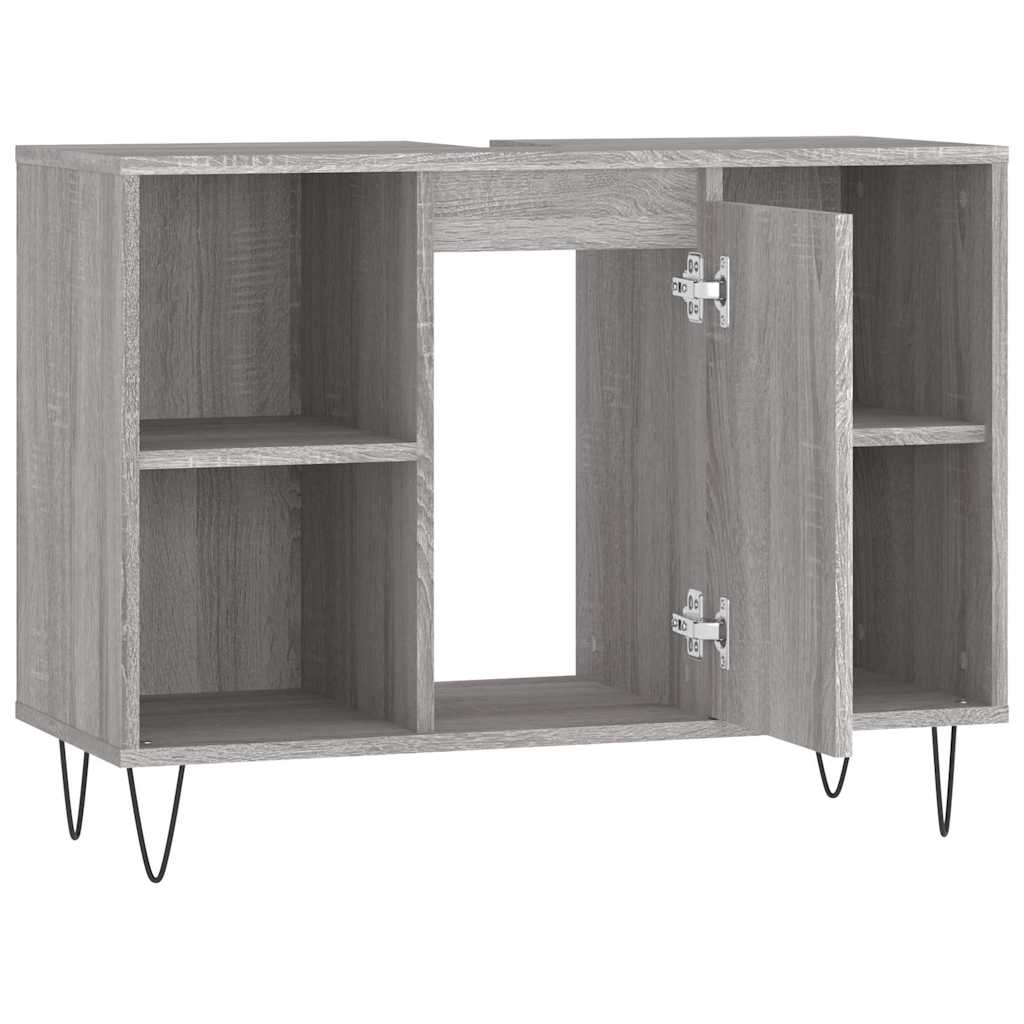 vidaXL Bathroom Cabinet Grey Sonoma 80x33x60 cm Engineered Wood 6
