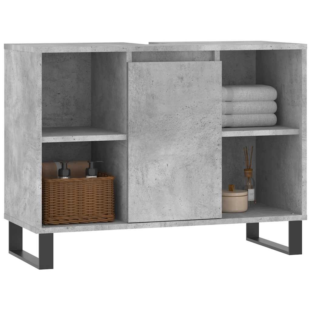 vidaXL Bathroom Cabinet Concrete Grey 80x33x60 cm Engineered Wood 3