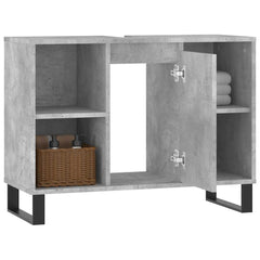 vidaXL Bathroom Cabinet Concrete Grey 80x33x60 cm Engineered Wood 4