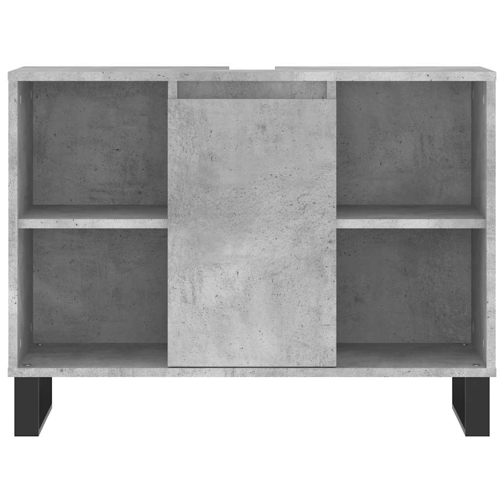 vidaXL Bathroom Cabinet Concrete Grey 80x33x60 cm Engineered Wood 6