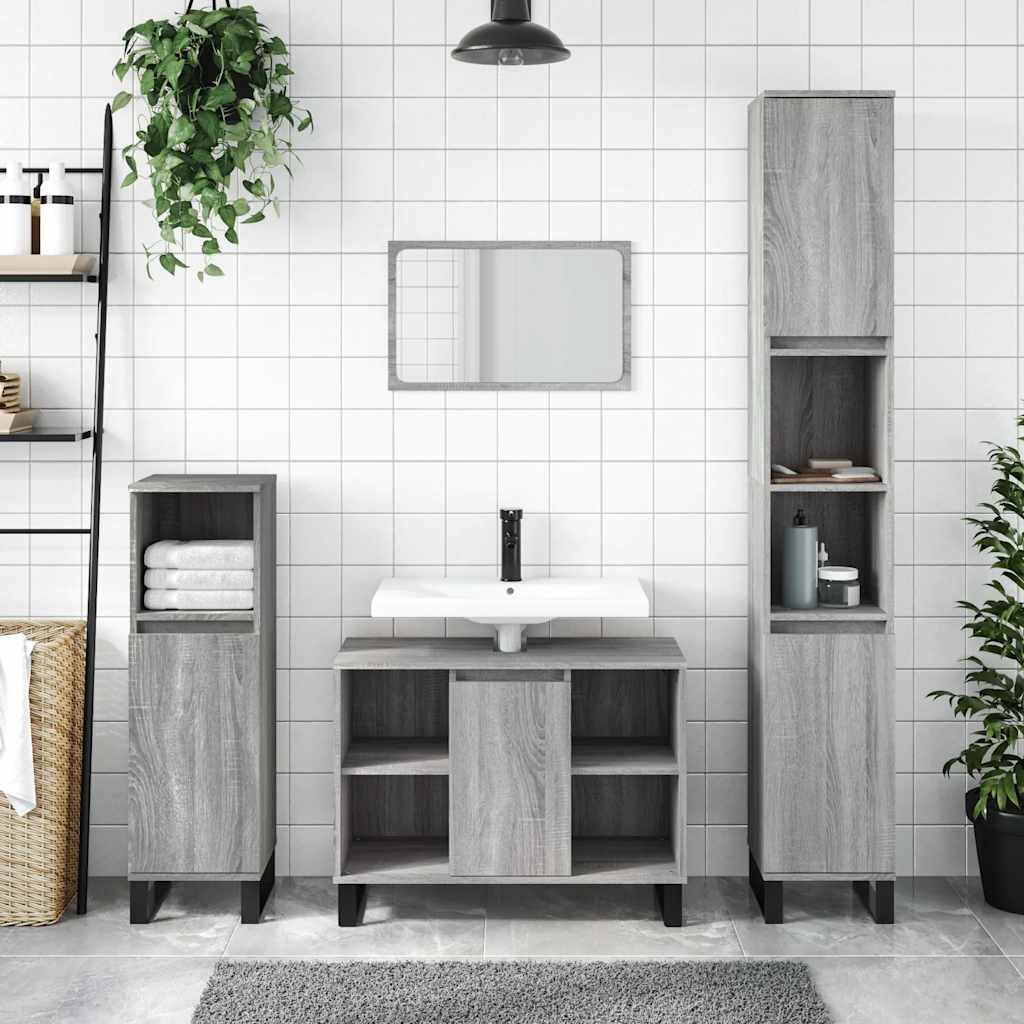 vidaXL Bathroom Cabinet Grey Sonoma 80x33x60 cm Engineered Wood 1