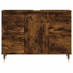vidaXL Bathroom Cabinet Smoked Oak 80x33x60 cm Engineered Wood 5
