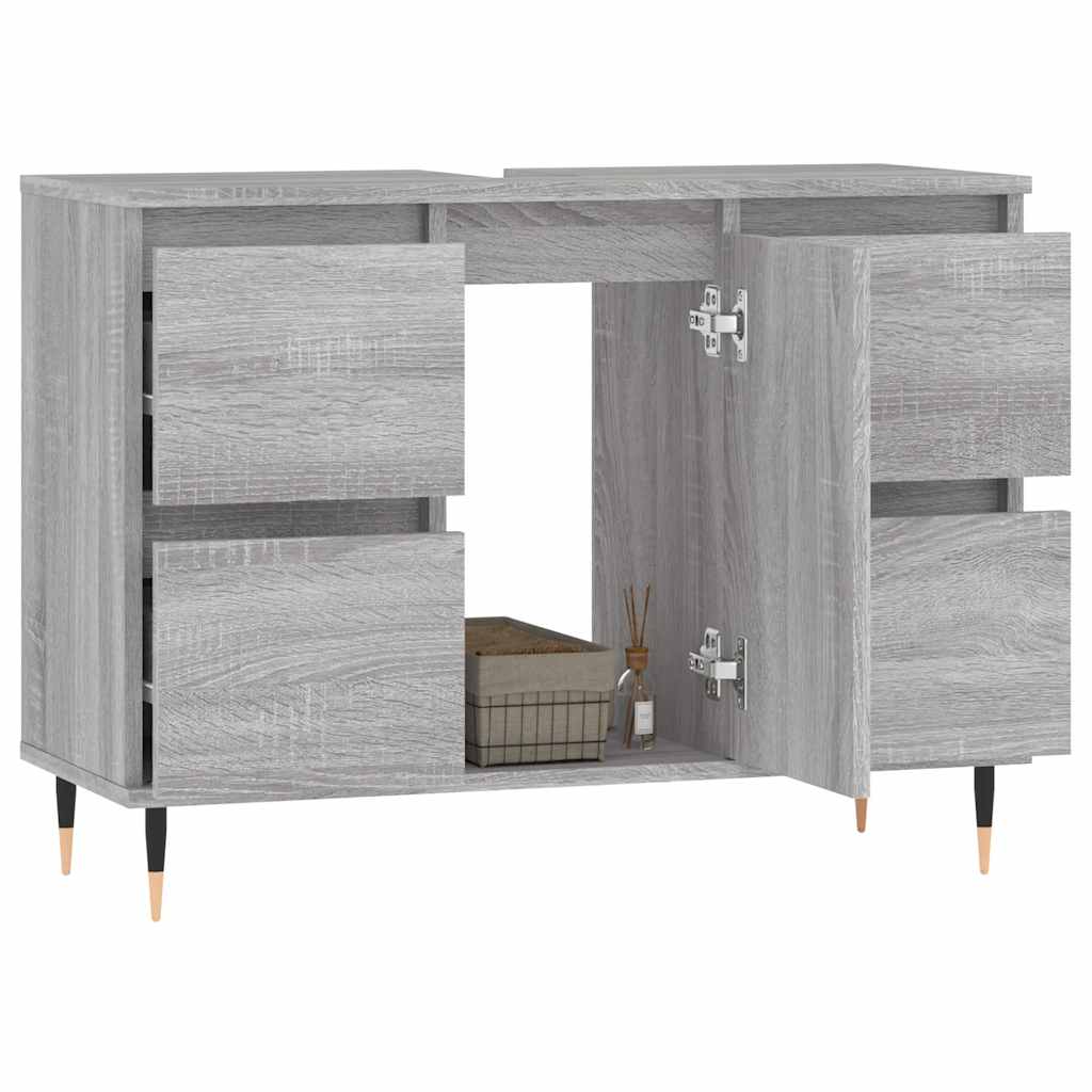vidaXL Bathroom Cabinet Grey Sonoma 80x33x60 cm Engineered Wood 3