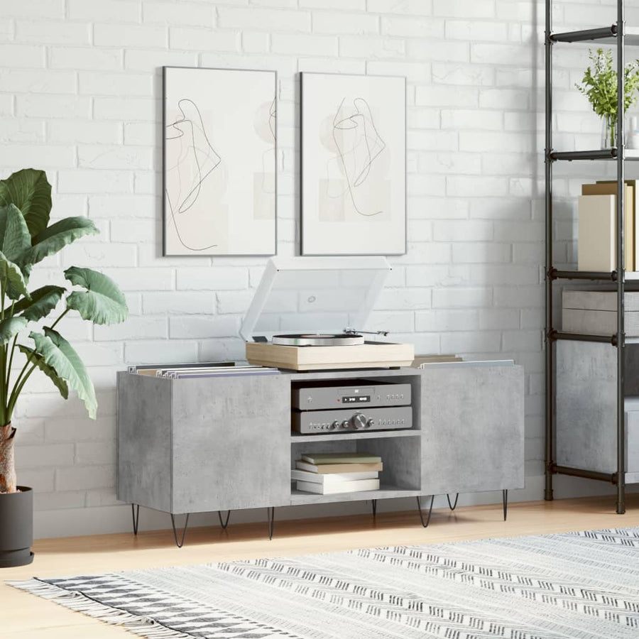 Record Cabinet Concrete Grey Engineered Wood