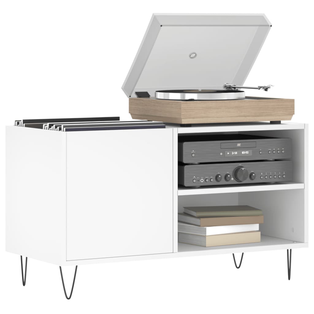 vidaXL Record Cabinet | White | Engineered wood, Iron | Medium | Record Cabinet 3