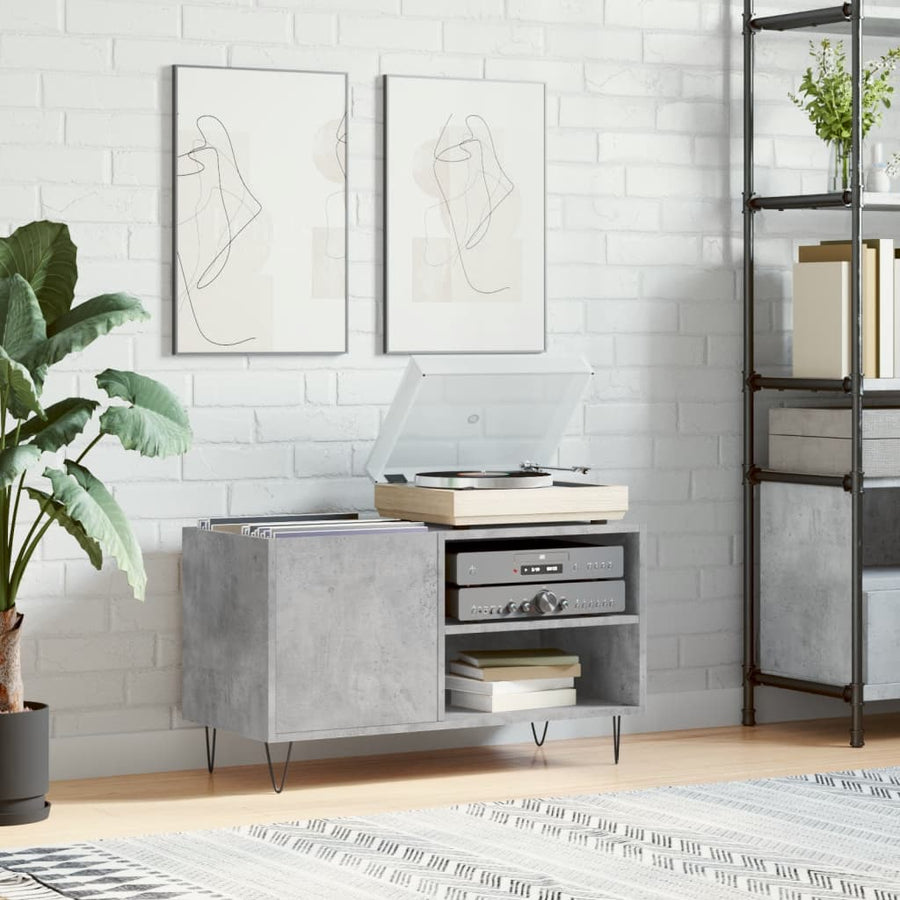 Record Cabinet Concrete Grey Engineered Wood