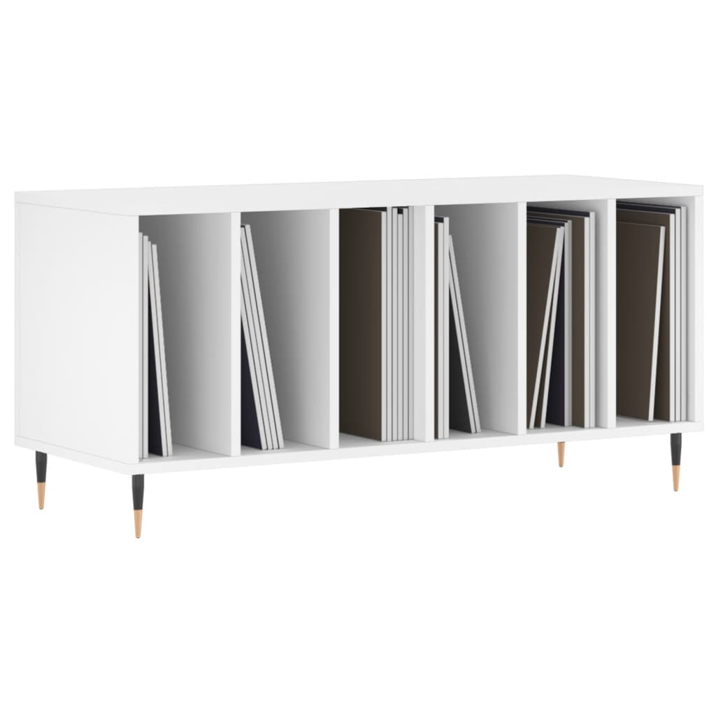 Record Cabinet White Engineered Wood, image 3