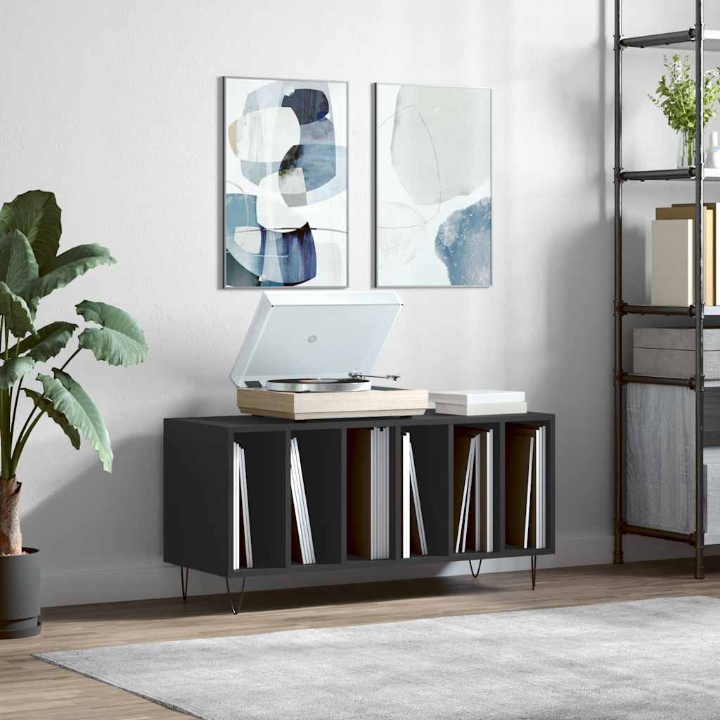 vidaXL Record Cabinet Black 100x38x48 cm Engineered Wood 1