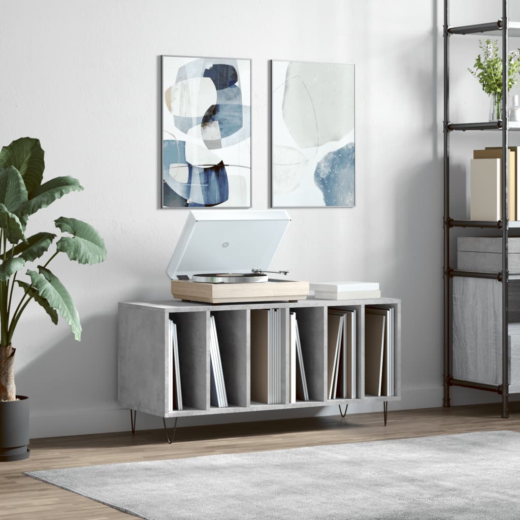 vidaXL Record Cabinet Concrete Grey 100x38x48 cm Engineered Wood 1