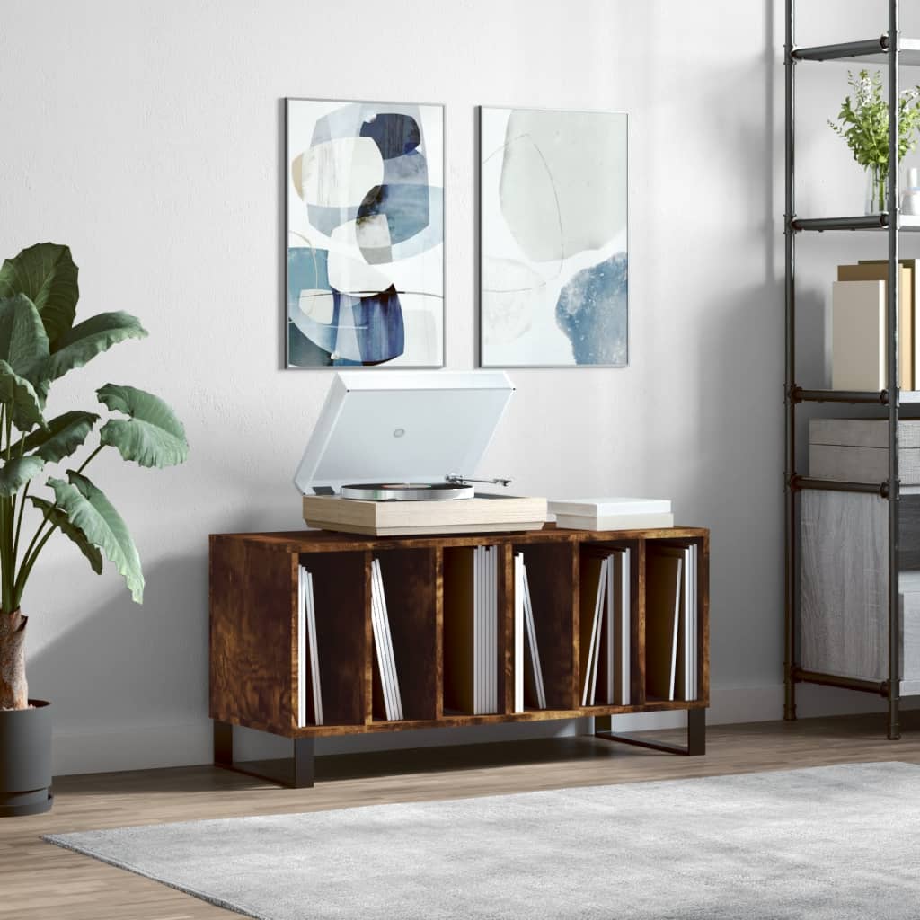 Record Cabinet Engineered Wood in Smoked Oak