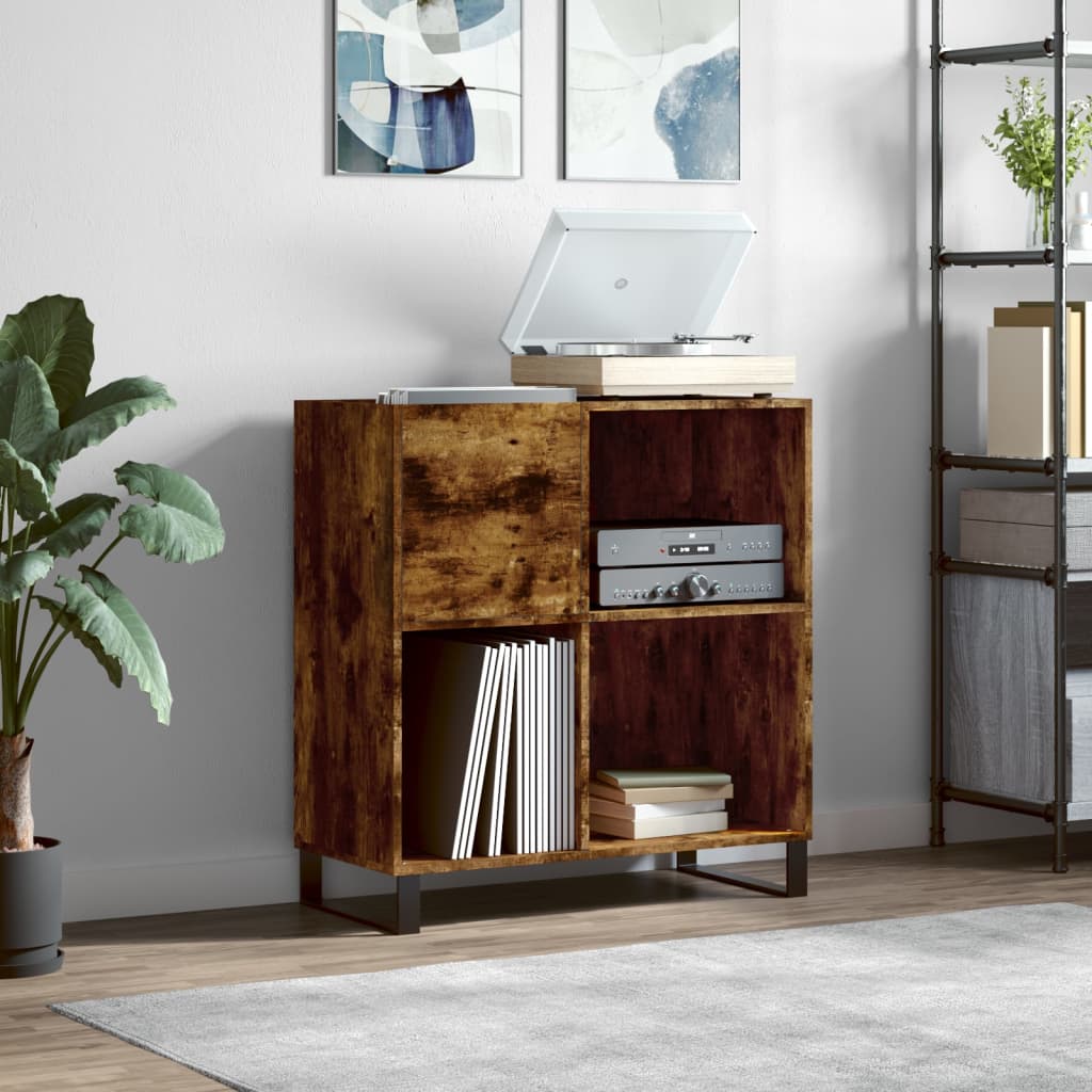 vidaXL Record Cabinet Smoked Oak 84.5x38x89 cm Engineered Wood 1