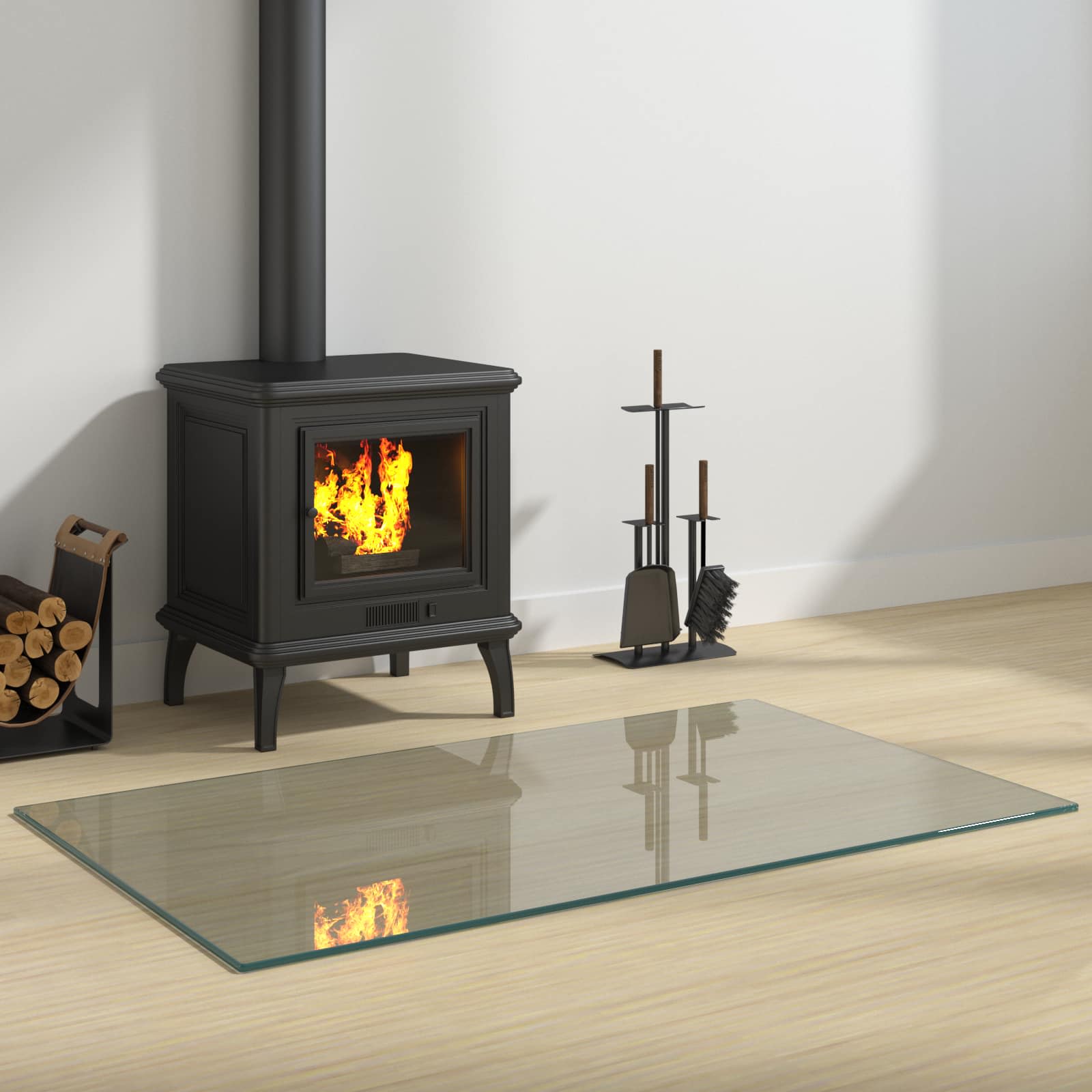 vidaXL Fireplace Glass Plate Transparent 100 x 60 cm Glass 1