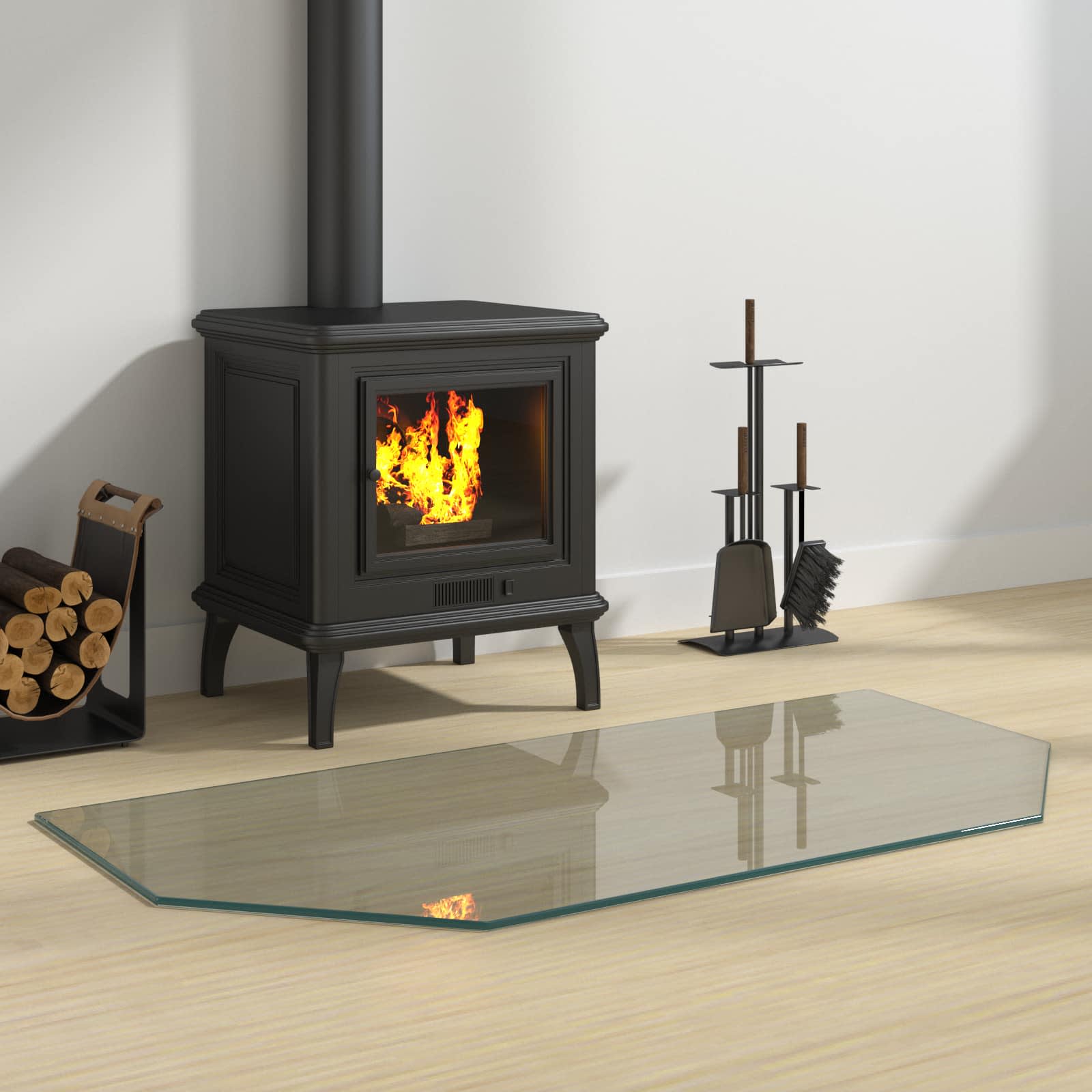 vidaXL Fireplace Glass Plate Transparent 100 x 50 cm Glass 1