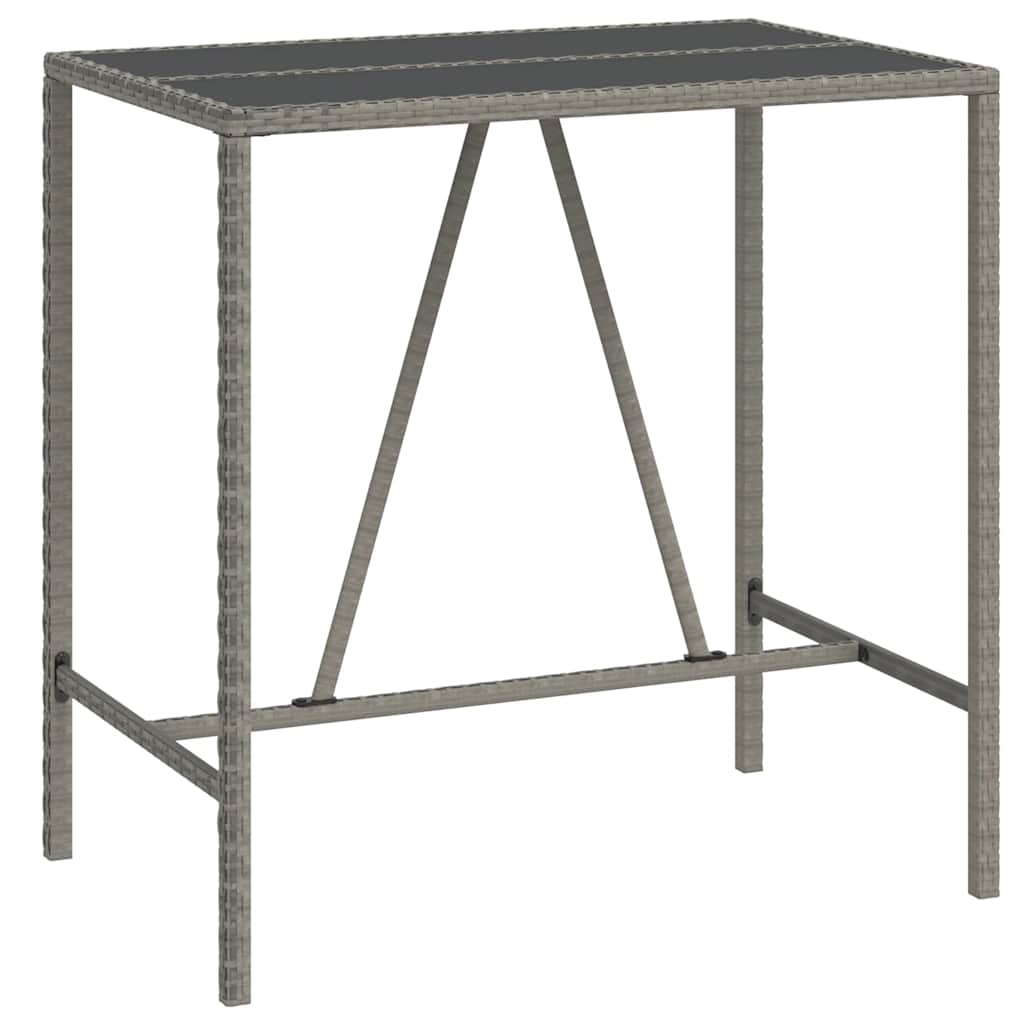 5 Piece Garden Bar Set Poly Rattan& Solid Wood Acacia Grey 110 cm table length 4