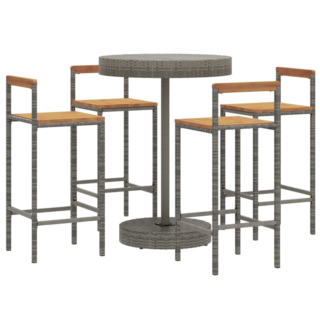 3 Piece Garden Bar Set Poly Rattan&Solid Wood Acacia Grey 4