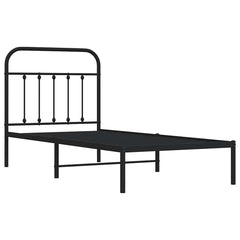 vidaXL Metal Bed Frame without Mattress with Headboard Black 90x190cm 3