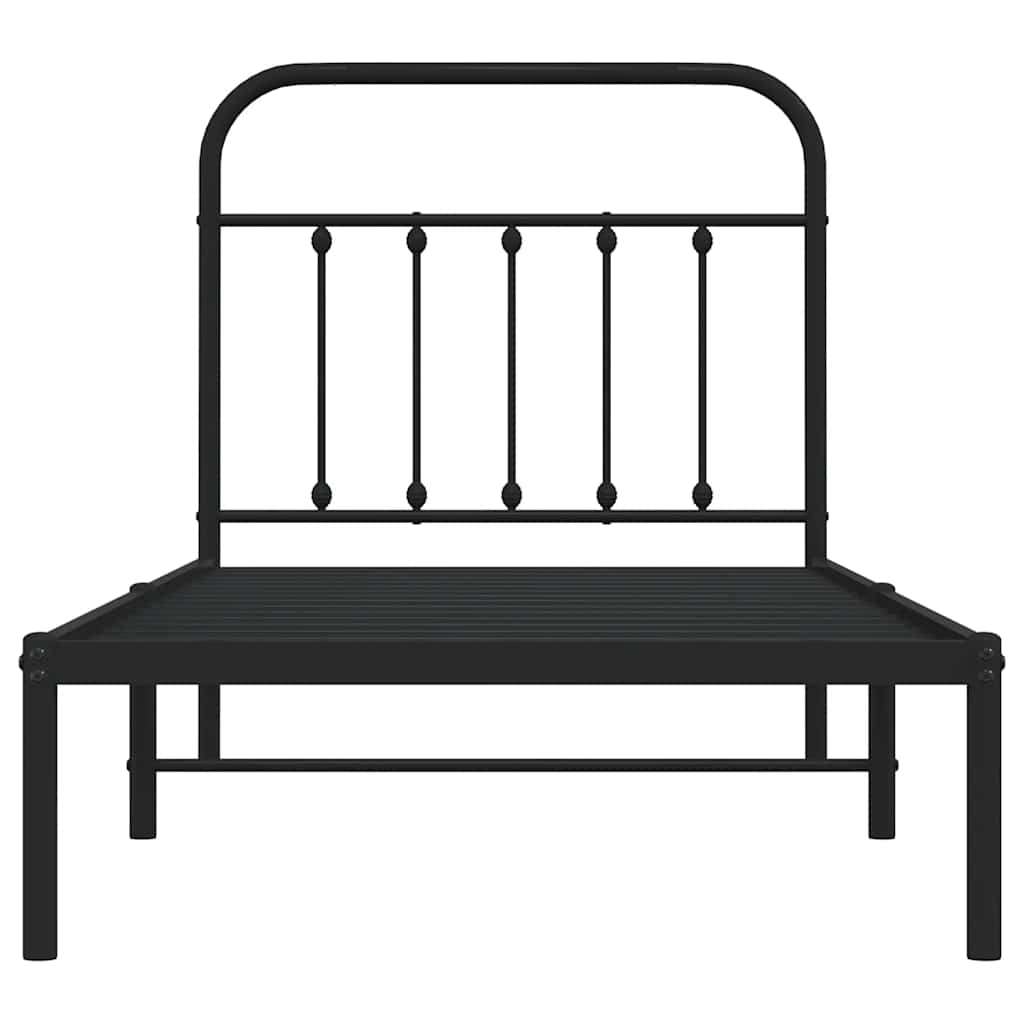 vidaXL Metal Bed Frame without Mattress with Headboard Black 90x190cm 6