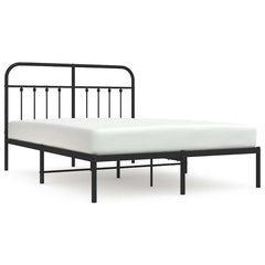 vidaXL Metal Bed Frame without Mattress with Headboard Black 140x190cm 2