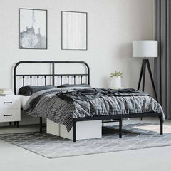 vidaXL Metal Bed Frame without Mattress with Headboard Black 140x190cm 4