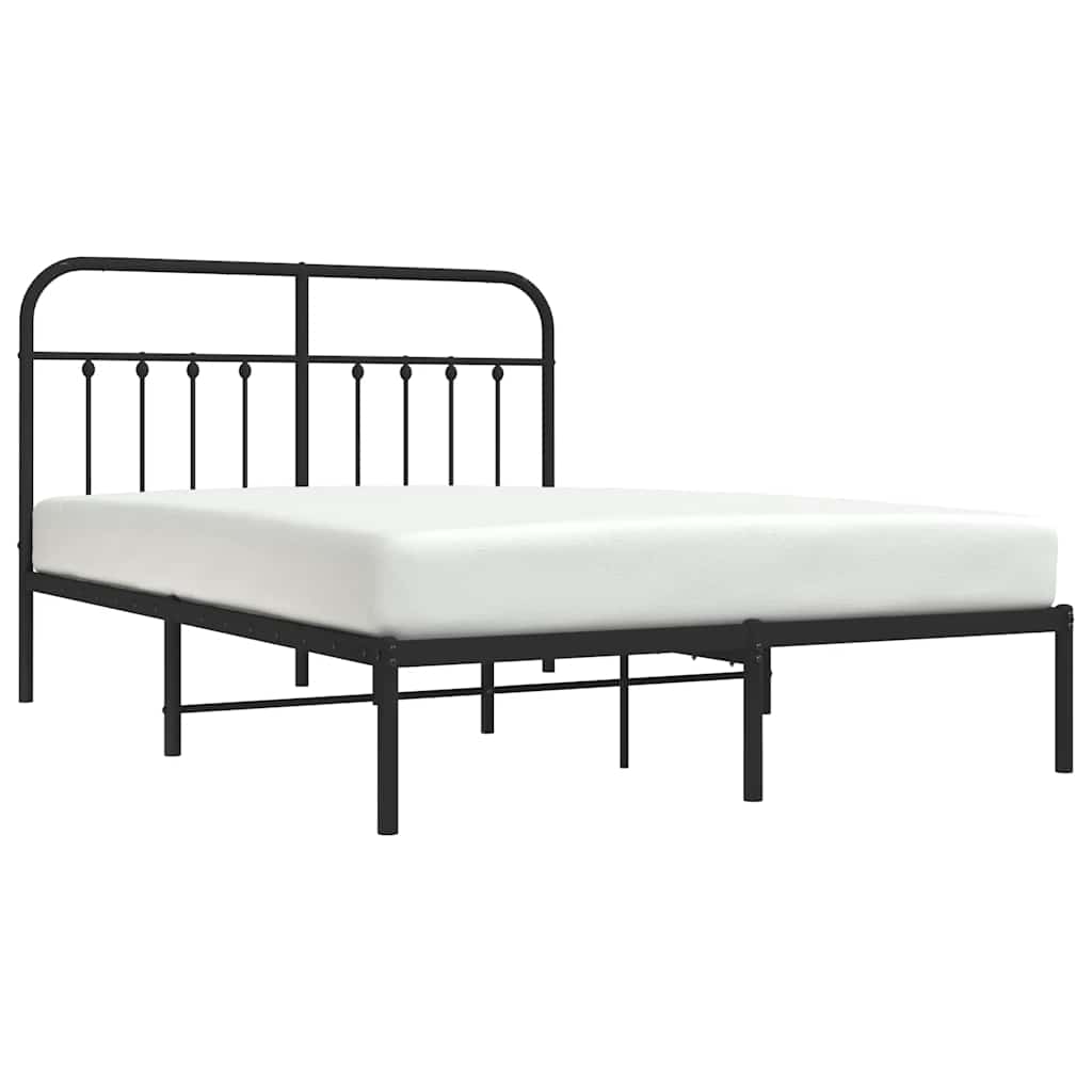 vidaXL Metal Bed Frame without Mattress with Headboard Black 140x190cm 5