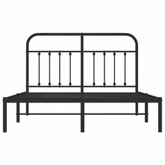 vidaXL Metal Bed Frame without Mattress with Headboard Black 140x190cm 6