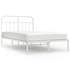 vidaXL Metal Bed Frame without Mattress with Headboard White 120x190cm 2