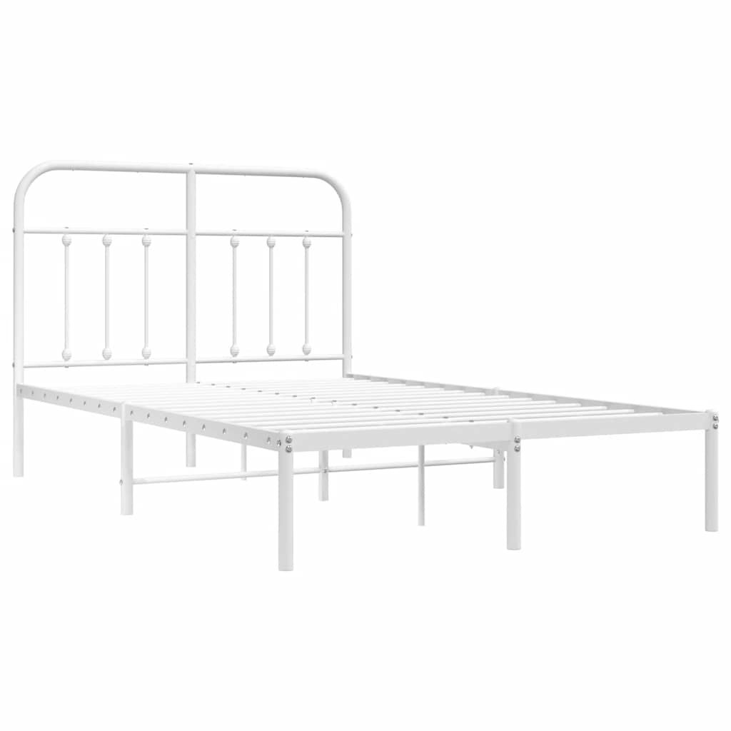 vidaXL Metal Bed Frame without Mattress with Headboard White 120x190cm 3