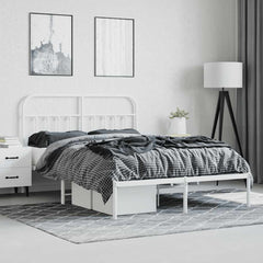 vidaXL Metal Bed Frame without Mattress with Headboard White 135x190cm 4