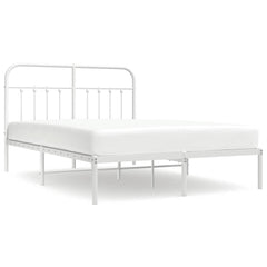 vidaXL Metal Bed Frame without Mattress with Headboard White 140x190cm 2