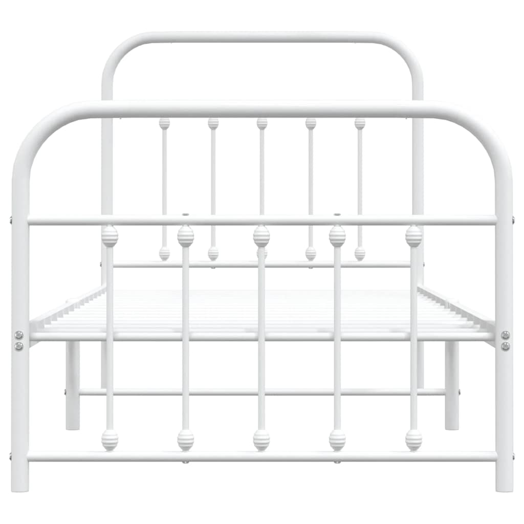 vidaXL Metal Bed Frame without Mattress with Footboard White 90x200cm 6