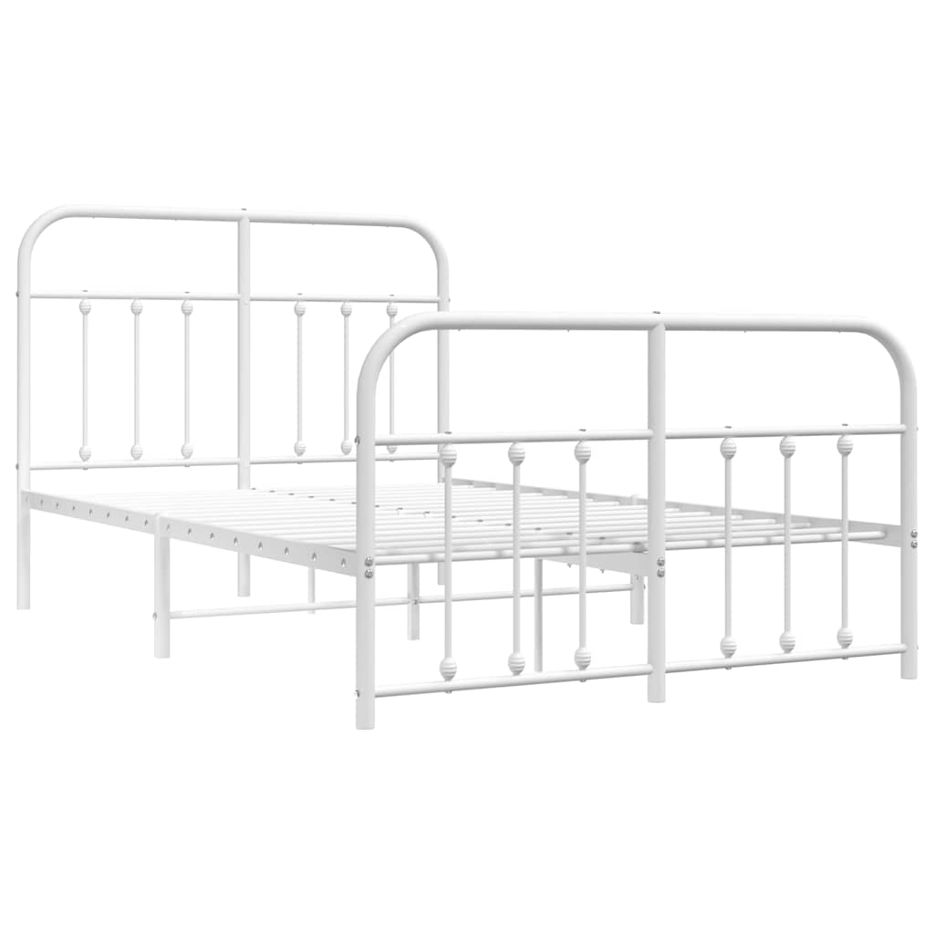 vidaXL Metal Bed Frame without Mattress with Footboard White 120x190cm 3