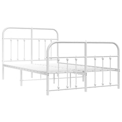 vidaXL Metal Bed Frame without Mattress with Footboard White 120x190cm 3